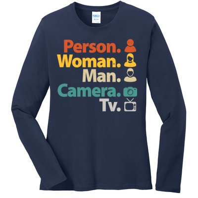 Person Woman Man Camera TV Donald Trump Cognitive Test Ladies Long Sleeve Shirt