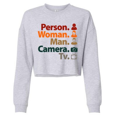 Person Woman Man Camera TV Donald Trump Cognitive Test Cropped Pullover Crew