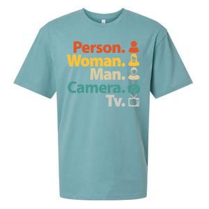 Person Woman Man Camera TV Donald Trump Cognitive Test Sueded Cloud Jersey T-Shirt