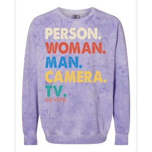 Person Woman Man Camera TV Go Vote Colorblast Crewneck Sweatshirt