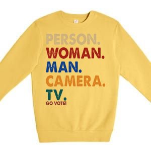 Person Woman Man Camera TV Go Vote Premium Crewneck Sweatshirt