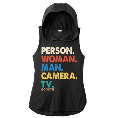 Person Woman Man Camera TV Go Vote Ladies PosiCharge Tri-Blend Wicking Draft Hoodie Tank