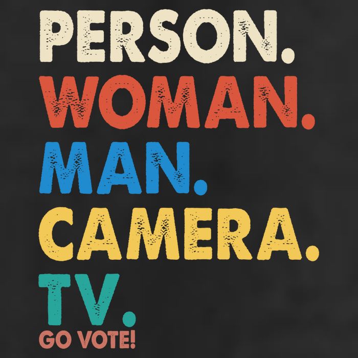 Person Woman Man Camera TV Go Vote 7 Panel Mesh Trucker Snapback Hat