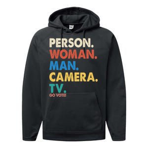 Person Woman Man Camera TV Go Vote Performance Fleece Hoodie