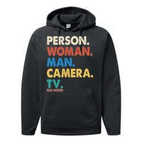 Person Woman Man Camera TV Go Vote Performance Fleece Hoodie