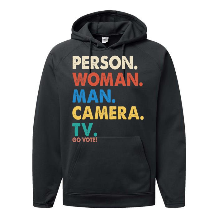 Person Woman Man Camera TV Go Vote Performance Fleece Hoodie