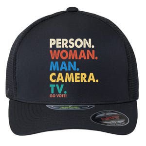 Person Woman Man Camera TV Go Vote Flexfit Unipanel Trucker Cap