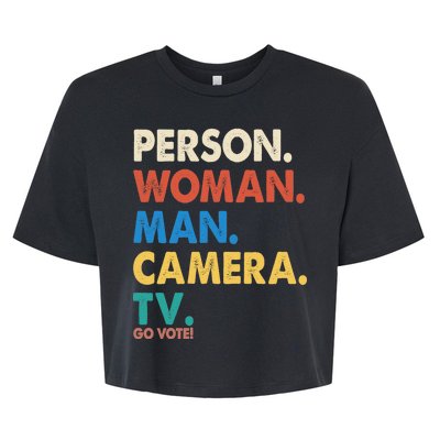 Person Woman Man Camera TV Go Vote Bella+Canvas Jersey Crop Tee