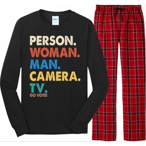 Person Woman Man Camera TV Go Vote Long Sleeve Pajama Set