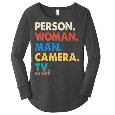 Person Woman Man Camera TV Go Vote Women's Perfect Tri Tunic Long Sleeve Shirt