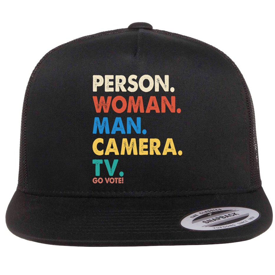 Person Woman Man Camera TV Go Vote Flat Bill Trucker Hat