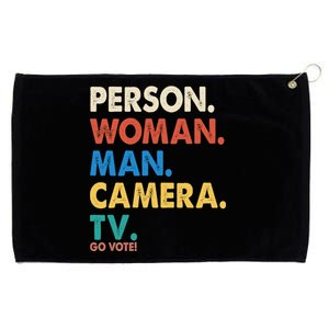 Person Woman Man Camera TV Go Vote Grommeted Golf Towel