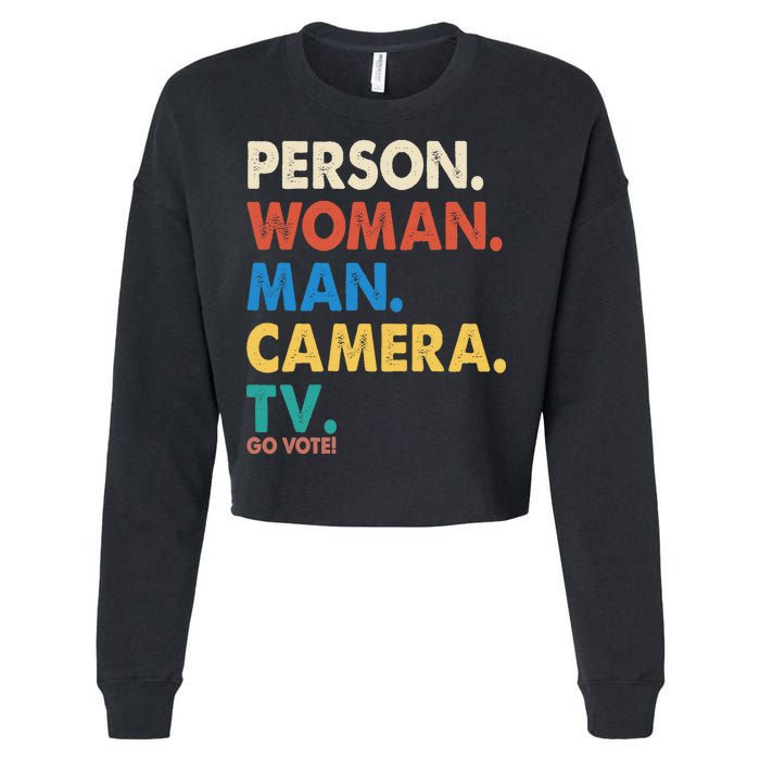 Person Woman Man Camera TV Go Vote Cropped Pullover Crew