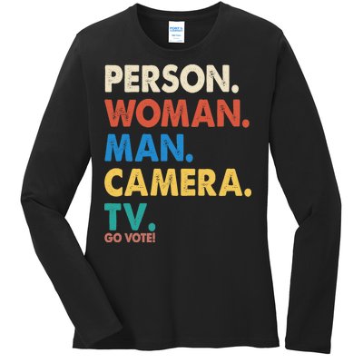 Person Woman Man Camera TV Go Vote Ladies Long Sleeve Shirt