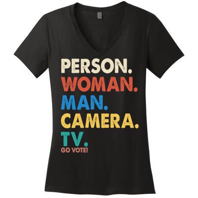 Person Woman Man Camera TV Go Vote Women's V-Neck T-Shirt