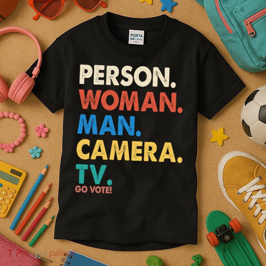 Person Woman Man Camera TV Go Vote Kids T-Shirt