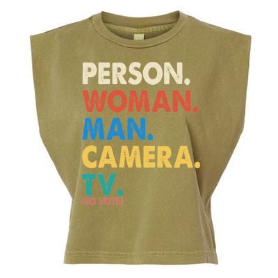 Person Woman Man Camera TV Go Vote Garment-Dyed Women's Muscle Tee