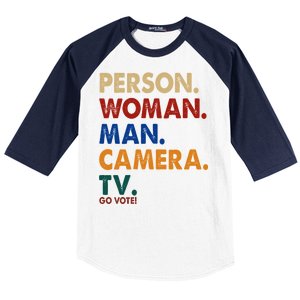 Person Woman Man Camera TV Go Vote Baseball Sleeve Shirt