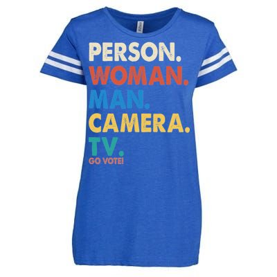 Person Woman Man Camera TV Go Vote Enza Ladies Jersey Football T-Shirt