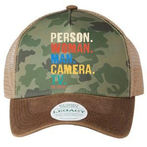 Person Woman Man Camera TV Go Vote Distressed Legacy Tie Dye Trucker Hat