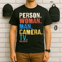 Person Woman Man Camera TV Go Vote Distressed T-Shirt