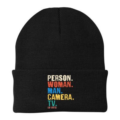 Person Woman Man Camera TV Go Vote Distressed Beanie