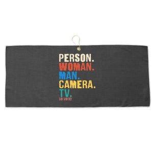 Person Woman Man Camera TV Go Vote Distressed Large Microfiber Waffle Golf Towel