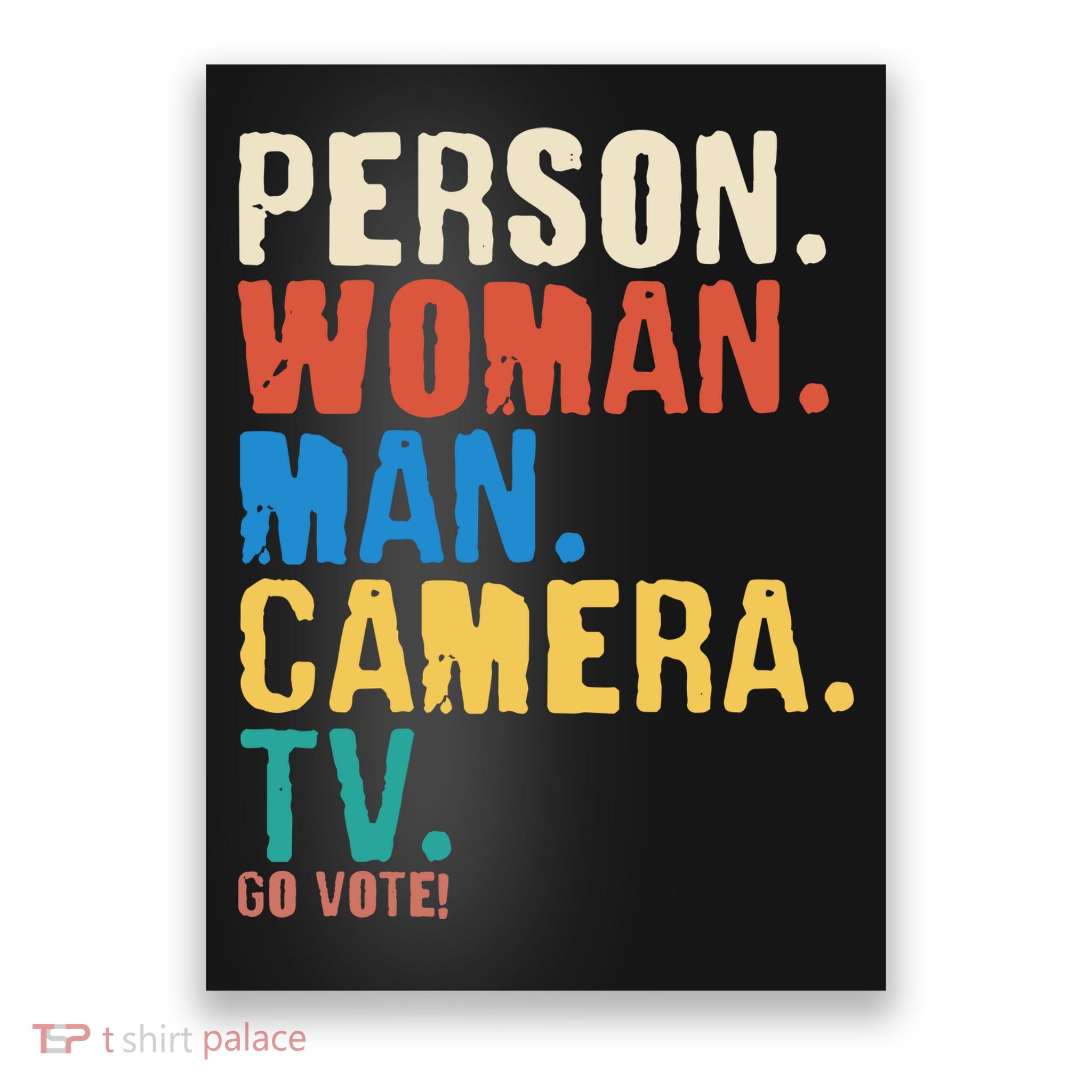 Person Woman Man Camera TV Go Vote Distressed Poster