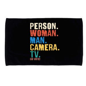 Person Woman Man Camera TV Go Vote Distressed Microfiber Hand Towel