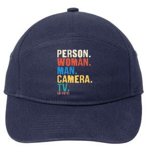 Person Woman Man Camera TV Go Vote Distressed 7-Panel Snapback Hat