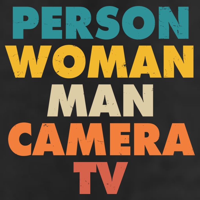 Person Woman Man Camera TV Trump Cognitive Test 7 Panel Mesh Trucker Snapback Hat