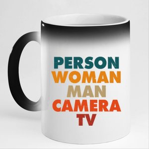 Person Woman Man Camera TV Trump Cognitive Test 11oz Black Color Changing Mug