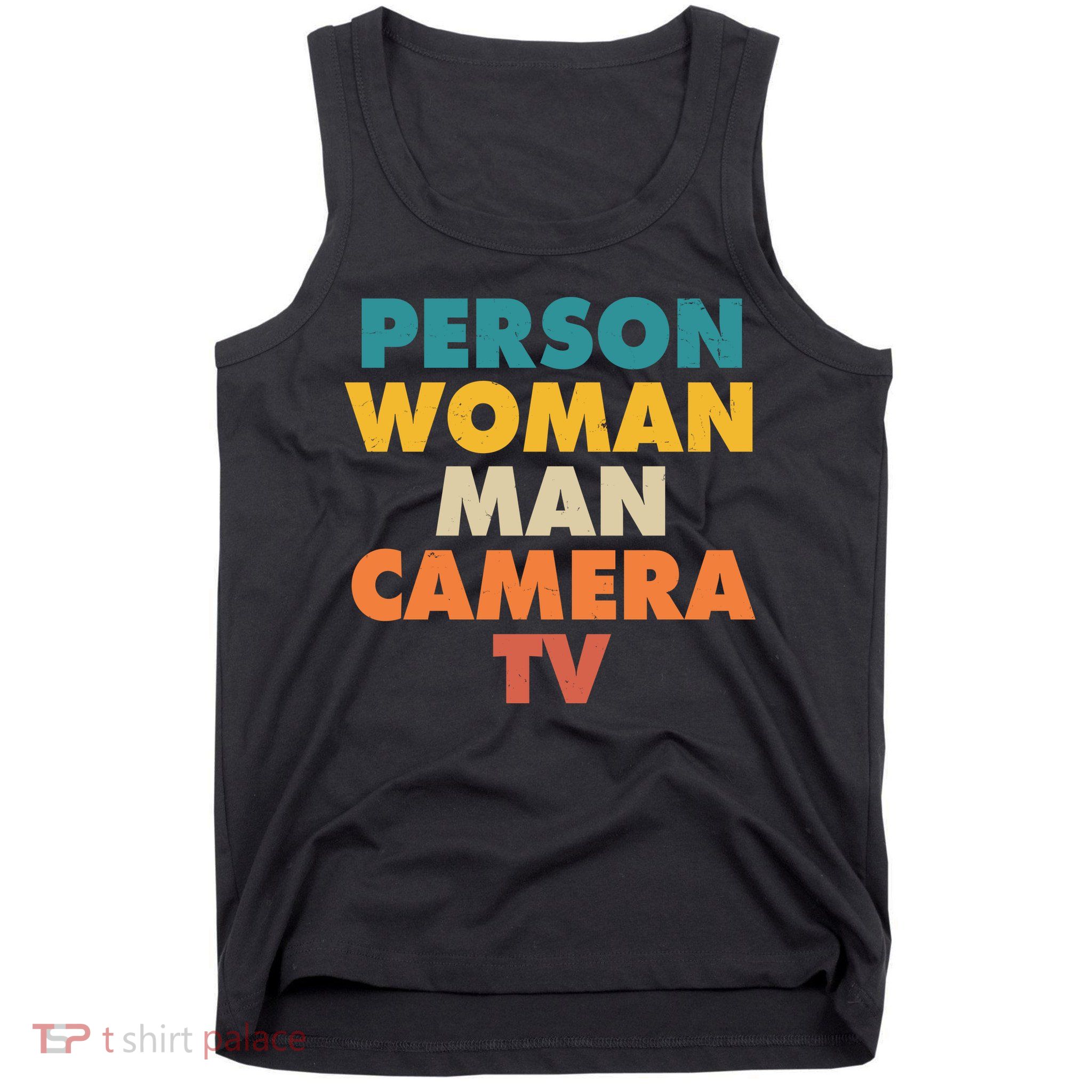 Person Woman Man Camera TV Trump Cognitive Test Tank Top