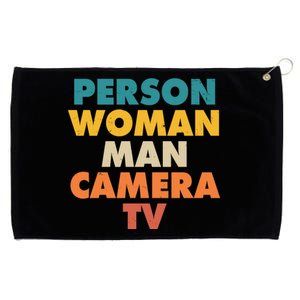 Person Woman Man Camera TV Trump Cognitive Test Grommeted Golf Towel