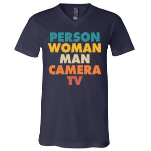 Person Woman Man Camera TV Trump Cognitive Test V-Neck T-Shirt