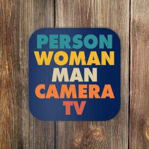 Person Woman Man Camera TV Trump Cognitive Test Coaster