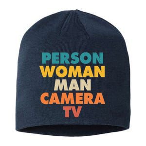 Person Woman Man Camera TV Trump Cognitive Test Sustainable Beanie