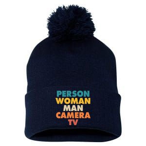 Person Woman Man Camera TV Trump Cognitive Test Pom Pom 12in Knit Beanie