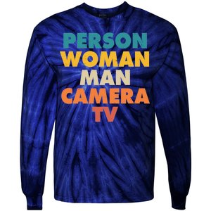 Person Woman Man Camera TV Trump Cognitive Test Tie-Dye Long Sleeve Shirt