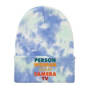 Person Woman Man Camera TV Trump Cognitive Test Tie Dye 12in Knit Beanie