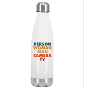 Person Woman Man Camera TV Trump Cognitive Test Stainless Steel Insulated Water Bottle