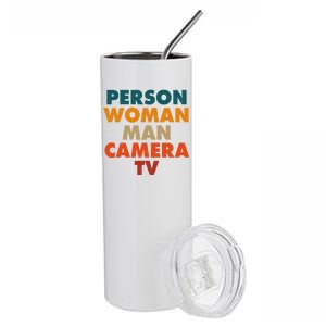 Person Woman Man Camera TV Trump Cognitive Test Stainless Steel Tumbler