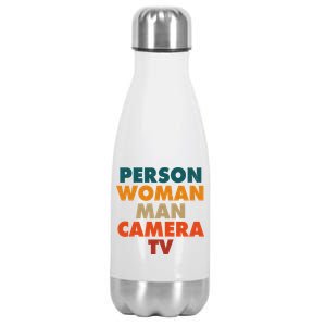 Person Woman Man Camera TV Trump Cognitive Test Stainless Steel Insulated Water Bottle