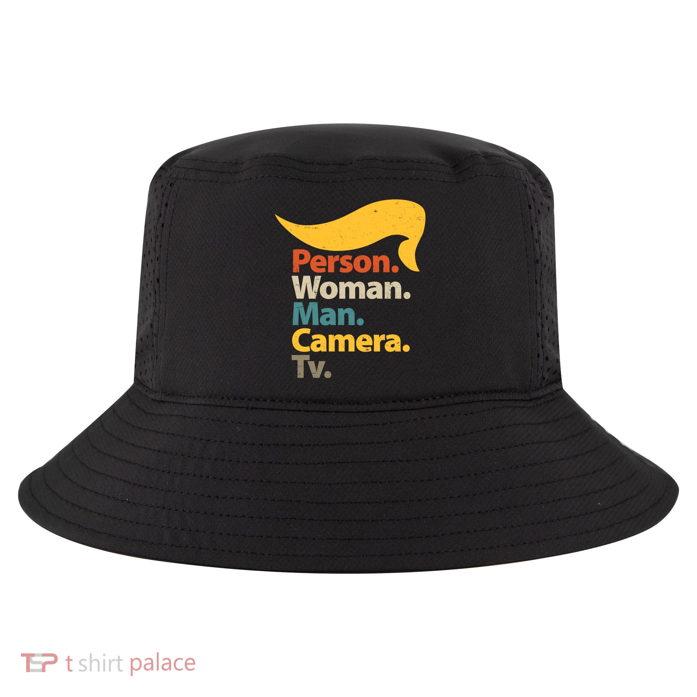 Person Woman Man Camera TV Trump Hair Cool Comfort Performance Bucket Hat