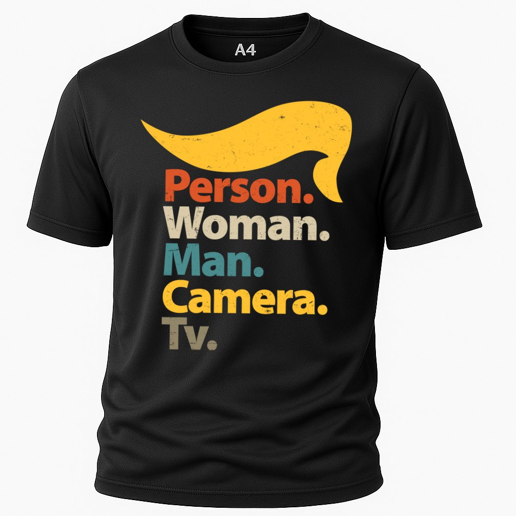 Person Woman Man Camera TV Trump Hair Cooling Performance Crew T-Shirt