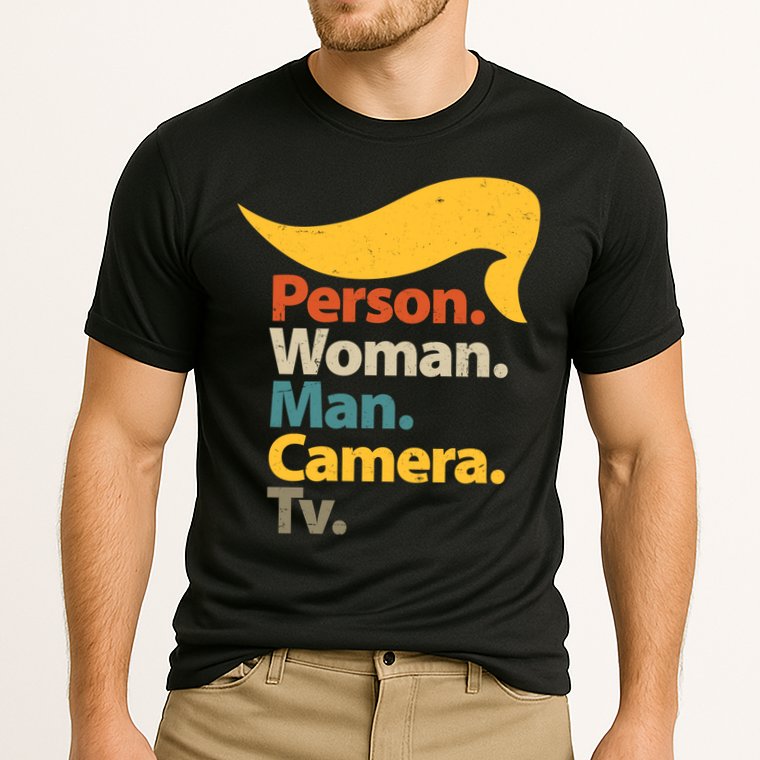 Person Woman Man Camera TV Trump Hair Cooling Performance Crew T-Shirt