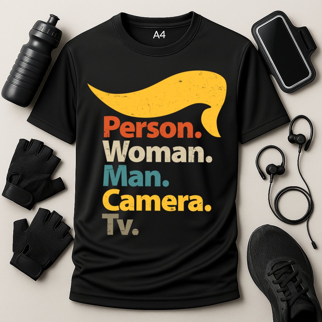 Person Woman Man Camera TV Trump Hair Cooling Performance Crew T-Shirt