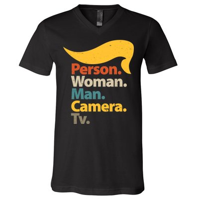 Person Woman Man Camera TV Trump Hair V-Neck T-Shirt