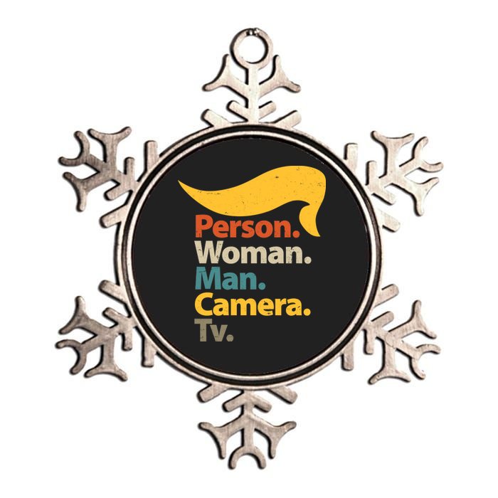 Person Woman Man Camera TV Trump Hair Metallic Star Ornament