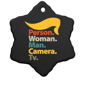 Person Woman Man Camera TV Trump Hair Ceramic Star Ornament